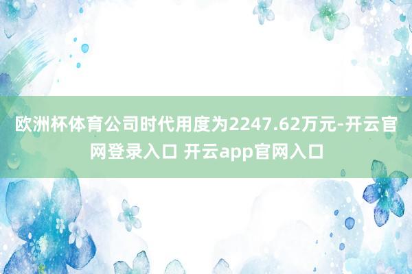 欧洲杯体育公司时代用度为2247.62万元-开云官网登录入口 开云app官网入口