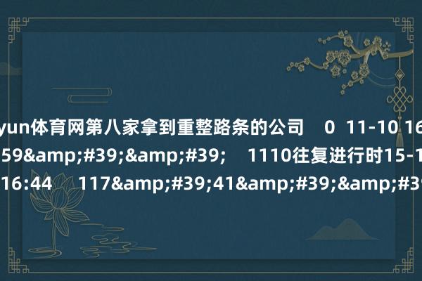 开yun体育网第八家拿到重整路条的公司    0  11-10 16:44     59&#39;59&#39;&#39;    1110往复进行时15-16点    0  11-10 16:44     117&#39;41&#39;&#39;    1107股市全球道    0  11-07 18:01     13&#39;04&#39;&#39;    A股三大指数收跌 沪指失守4000点
