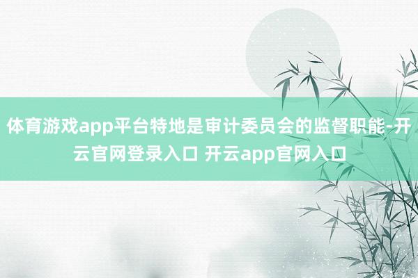 体育游戏app平台特地是审计委员会的监督职能-开云官网登录入口 开云app官网入口
