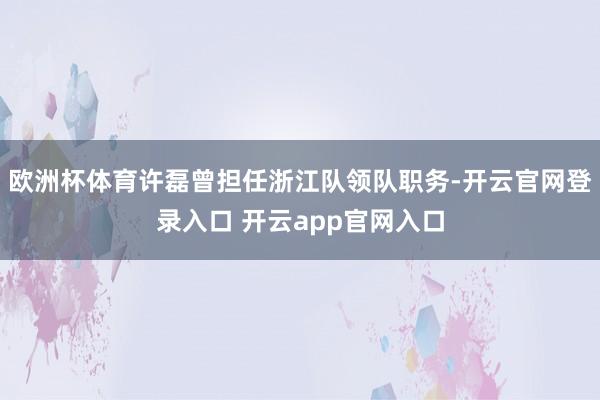 欧洲杯体育许磊曾担任浙江队领队职务-开云官网登录入口 开云app官网入口